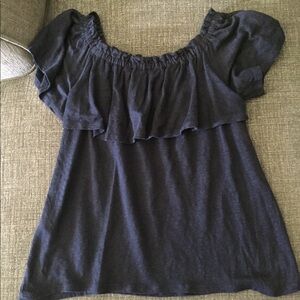 Banana Republic Navy Blue ruffle Top